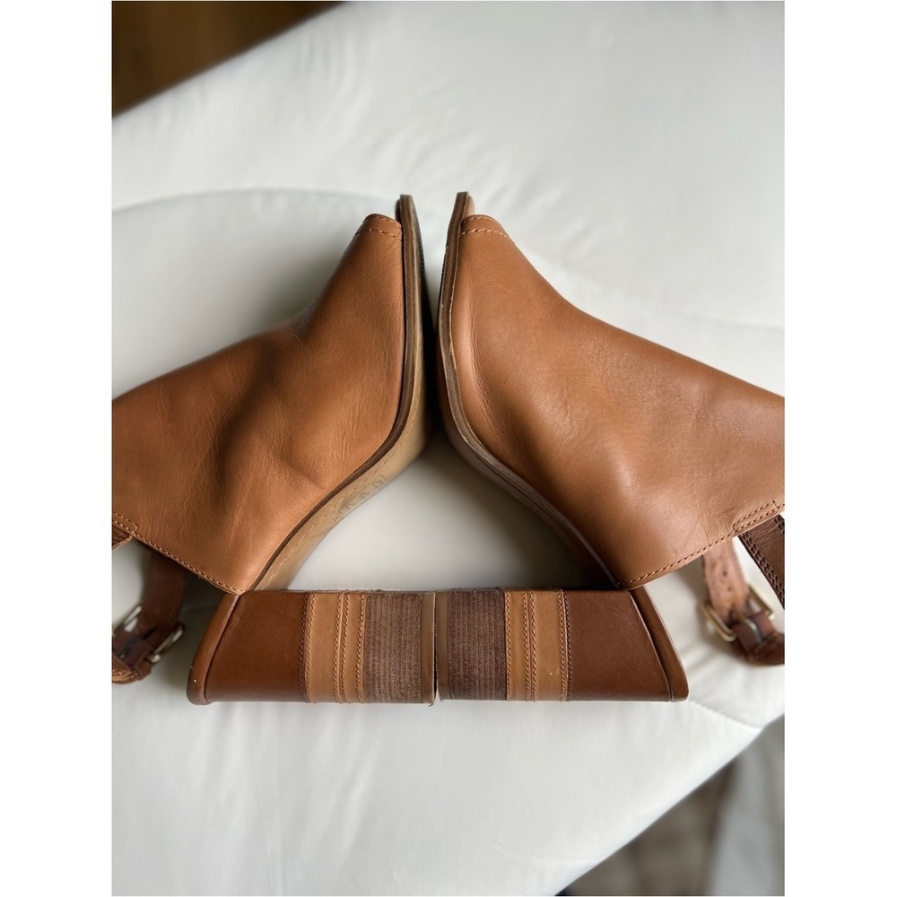 ALDO Brown Leather Open Toe Slingback Block Heel Ankle Strap Buckle US 9 - Picture 6 of 9
